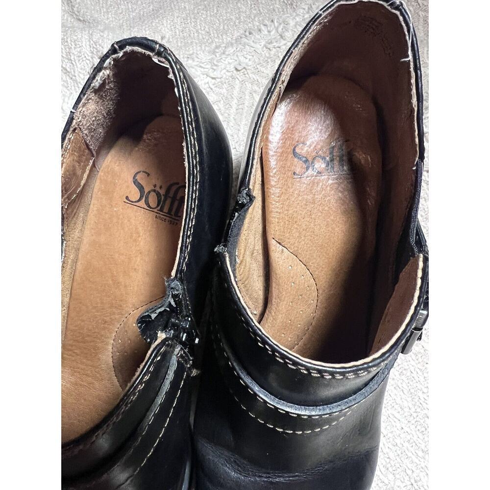Sofft Size 8.5 M NELL Black Leather Ankle Boots Women Shoes Buckle Zipper Heels - Picture 3 of 8